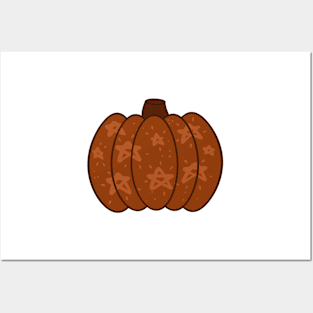 Dark Orange Pumpkin with Stars Posters and Art